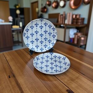 Sur La Table Salad Plates‎ Fleur de Lys Lot of 2